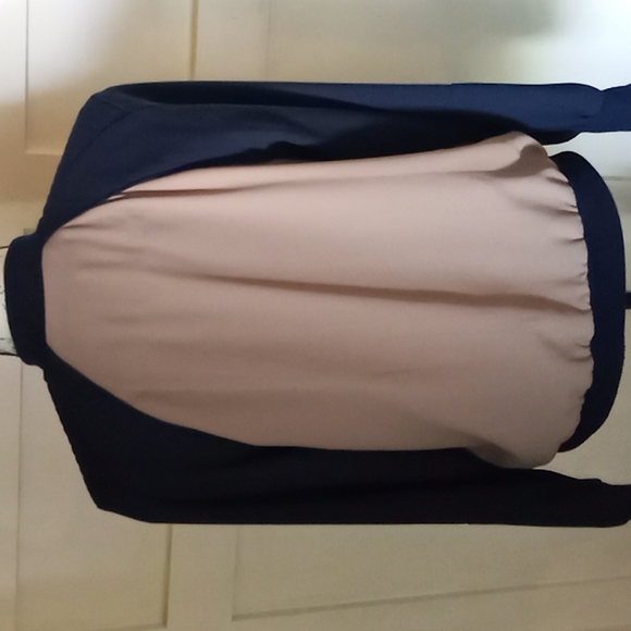 Adrienne Vittadini Midnight Blue Crepe Colorblock Jacket Sz S - Picture 5 of 6